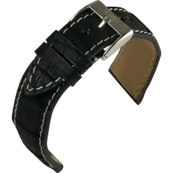 Eulit Krokodil- / Alligatorleder Eulux Kaiman Nubuk 22mm" E58446622102" - schwarz
