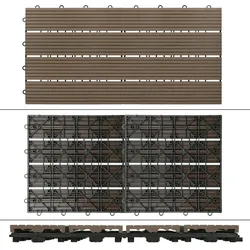 6xWPC Terrassenfliesen Balkonfliese Klickfliese Fliesen 60x30cm Dunkelbraun 1 m2