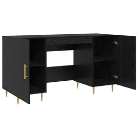 vidaXL Schreibtisch mit Regal Schwarz Eichen-Optik 140 x 50 x 75 cm