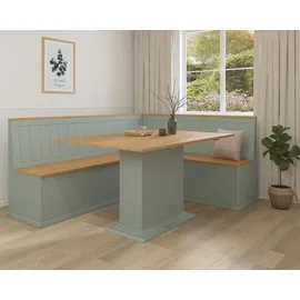 OTTO home Eckbank OTTO HOME "Sara", salbei, naturfarben, B:200cm H:90cm T:53cm, FSC-zertifiziertes Massivholz, Sitzbänke, Eckbank, aus massivem Kiefernholz, Paneel Rückenlehne, zwei Breiten