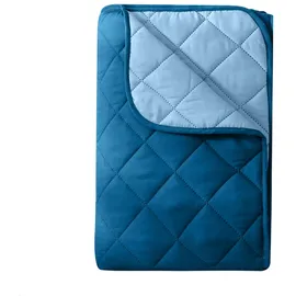 Wometo Microfaser Sommer Steppbett 155x220 dunkelblau & blau / OEKO-TEX / kochfest 95° / Leichtsteppbett für heiße Tage / ohne Bezug verwendbar