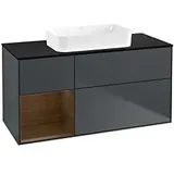 Villeroy & Boch Finion Waschtischunterschrank G702GNHG 120x60,3x50,1cm, Regal rechts Walnut veneer, Midnight Blue Matt Lacquer