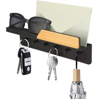 Otauoaea Schlüsselhalter - Schlüsselbrett mit Ablage - Wandmontiert Schlüsselablage - Bambus Holz Patch Schlüsselbrett - Schlüsselboard mit 6 Haken-Zum Speichern von Schlüsseln, Buchstaben