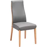 Livetastic Stuhl Echtleder Grau, Holz, Leder, Echtleder, Rindleder, Eiche, Hartholz, 47x104x61 cm, Esszimmer, Stühle, Esszimmerstühle, Lederstühle