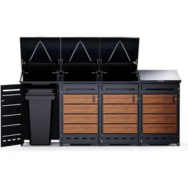 RS Trade Mülltonnenbox 4er 240 L  Holzoptik