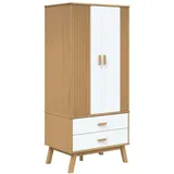 vidaXL Kleiderschrank OLDEN Weiß Braun 76,5x53x172cm Massivholz Kiefer