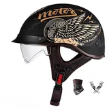 Smilfree Halbschalenhelm Mit ECE-Zulassung Vintage Motorradhelm Cruiser Chopper Scooter Helm Herren Retro Motorrad Halbhelm Damen Mofa Helm