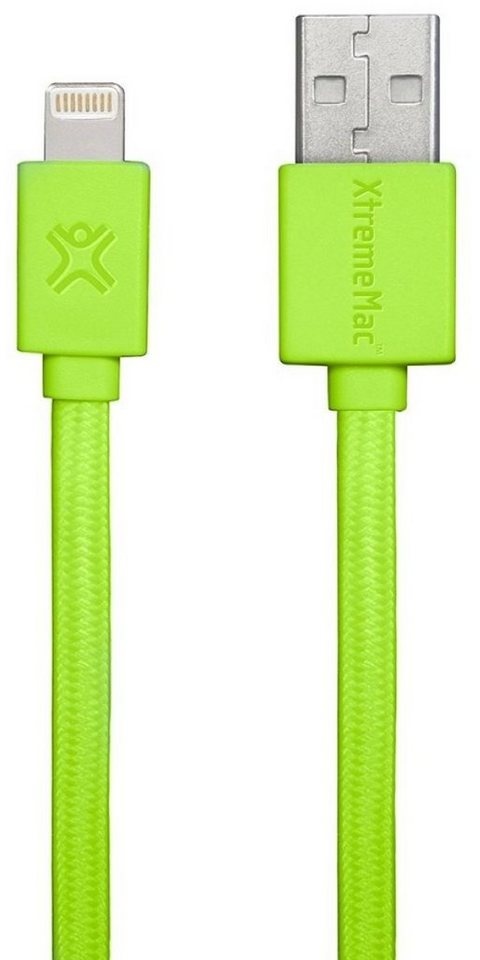 XtremeMac HQ Flat Lightning-Kabel 1m Grün Smartphone-Kabel, USB Typ A, Apple Lightning, Lightning-Stecker Laden + Datenkabel für Apple iPhone, iPad und iPod grün
