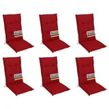 Gardissimo 6x PREMIUM Hochlehner Gartenstuhl Auflagen 120x50x8cm rot