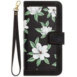 Handyhülle für Samsung Galaxy S22 Hülle Leder, Handy Samsung Galaxy S22 Handy Hüllen, Leder Blume Flip Etui Handytasche Schutzhülle für Samsung Galaxy S22 with Klapphülle Standfunktion,schwarz