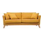 miliboo OSLO Skandinavisches 3-Sitzer-Sofa mit abnehmbarem Bezug in Senfsamteffekt OSLO