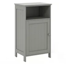Costway Badschrank mit Tür und Regal 40 x 30 x 70 cm Grau