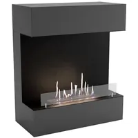 GLOW FIRE Echtfeuer-Dekokamin Kongsberg Wall Ethanol Kamin, Bioethanol Kamin mit 3h Brenndauer, Heizleistung bis 2 kw grau