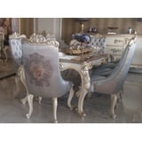 Casa Padrino Luxus Barock Esszimmerstuhl Set Silber / Creme / Gold - 6 Küchen Stühle im Barockstil - Barock Esszimmer Möbel