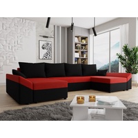 MIRJAN24 Wohnlandschaft Dante U, mit Schlaffunktion und Bettkasten, 5 Sitzer Eckcouch, U-Form Sofa, symmetrisches Ecksofa schwarz