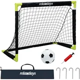 Relaxdays Fußballtor Schwarz/Gelb 60 x 90 x 60 cm