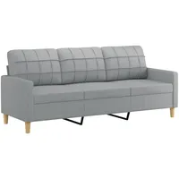 vidaXL 3-Sitzer-Sofa Hellgrau 180 cm Stoff