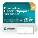 Commerline 4000 Blatt Papierhandtücher, 25x23 cm ZZ-Falz Handtuchpapier für Spender, 1-lagig Einmalhandtuch aus Papier, Falthandtücher für Toiletten, Hygienische Handtücher für Restaurants, Grau