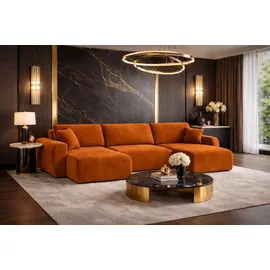 kaiser möbel Ecksofa mit Schlaffunktion und Bettkasten U-Form Ariel U XL, Veloursstoff Salvador, Braun - Braun