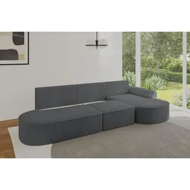 altdecor Eckcouch Cord 5-Sitzer Dunkelgrau