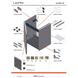 Laufen Waschtischunterschrank 1 Tür 43,7 x 33,9 x 51,5 cm Verkehrsgrau