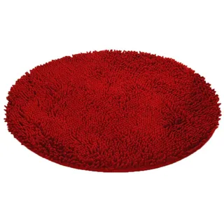 Runder Dicker Teppich, Chenille Badezimmerteppichmatte rutschfeste saugfähige Badematte Weiche Mikrofasertürmatte Bodenmatte Für Schlafzimmer Badezimmer Rotwein Durchmesser 140 cm (55 Zoll)
