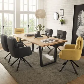 Lomadox Esstisch 220x100cm, Eiche massiv geölt mit Baumkante, Newburgh-119