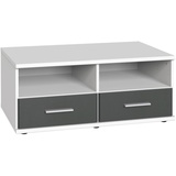 CARRYHOME Tv-Element Weiß Kunststoff, 2 Schubladen, 92x38x58 cm Made in Germany, Wohnzimmer, TV Möbel, TV-Elemente