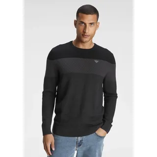 Strickpullover BRUNO BANANI, Herren, Gr. XXXL (64/66), schwarz (schwarz melier), Obermaterial: 50% Baumwolle, 50% Polyacryl, meliert, casual, Basic schmal, Rundhals, Langarm Bündchen, Pullover, im modischem Look