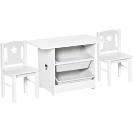 Homcom Kindersitzgruppe mit 2 Stühlen und Tisch weiß 71L x 48B x 49,5H cm