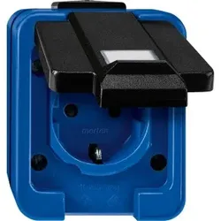 Merten 279091 SCHUKO-Steckdosemit Informationsfeld mit Schraublemmen blau, Schlagfest