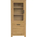 Forte Havanna Vitrine mit 1 Tür und 1 Glastür, Holzwerkstoff, Alteiche, 77 x 185,3 x 42,2 cm