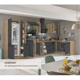 kochstation Winkelküche Florida L-Form 360 cm schwarz