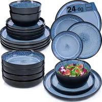 sänger Aruba Tafelservice 24-tlg. blau mit schwarzem Rand