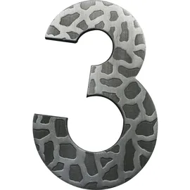 SCHÖSSWENDER Hausnummer Ziffer 3 Ziffernblatt Türnummer antik Schmiedeeisen schwarz verzinkt