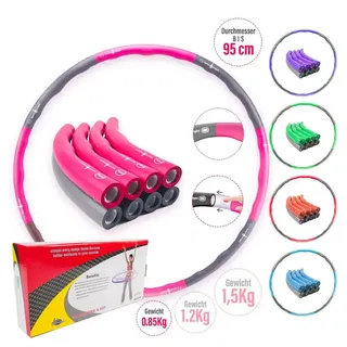 Sport-Knight® Hula-Hoop-Reifen Hula Hoop Reifen Premium, 850g-1,2Kg-1,5kg (mit oder ohne Trainingsbuch erhältlich) grau|rosa