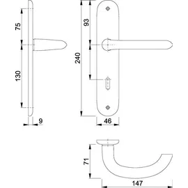 HOPPE Langschildgarnitur Mar.1138/273P Aluminium F1 grau