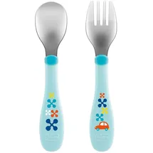 Chicco ERSTES EDELSTAHLBESTECK-SET, BLAU, 18M+