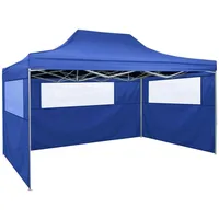 VidaXL Profi-Partyzelt Faltbar mit 3 Seitenwänden 3×4m Stahl Blau