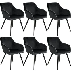 TECTAKE Esszimmerstuhl Marilyn Samtoptik, schwarze Stuhlbeine  6er Setschwarz