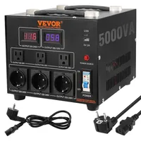 Vevor 5000W Spannungswandler Transformator AC 110V⇋220V Transformer Wandler 3x US NEMA 5-15R 3-polige / 3x europäische Shucko-Ausgangssteckdosen, 1x