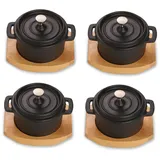 Echtwerk Kochtopfset, Schwarz, Metall, 4-teilig, 0,2 L,0,2 L, rund, 10x5x13 cm, kratzfest, Kochen, Töpfe, Topfsets