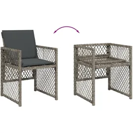 vidaXL 5-tlg. Garten-Essgruppe mit Kissen Grau Poly Rattan