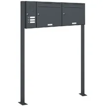 AL Briefkastensysteme Standbriefkasten 2 Fach RAL 7016 Anthrazitgrau inkl. Zeitungsfach