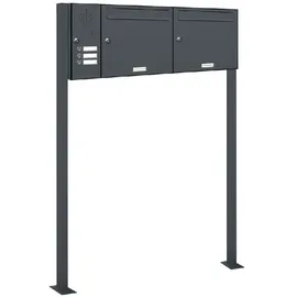 AL Briefkastensysteme Standbriefkasten 2 Fach RAL 7016 Anthrazitgrau inkl. Zeitungsfach