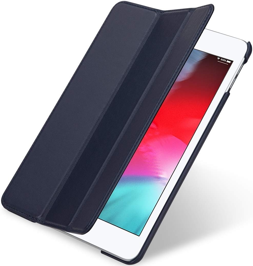 StilGut Couverture entwickelt für iPad Mini 5 Lederhülle - iPad Mini 5 (2019) Hülle aus Leder mit Smart Cover + Standfunktion, Case - Blau Nappa