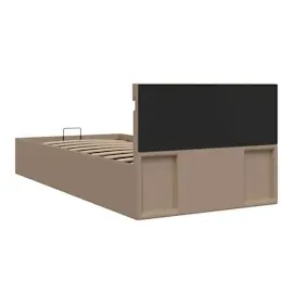 vidaXL Bett mit Bettkasten LED Cappuccino-Braun Kunstleder 100x200 cm
