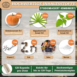 Scheunengut Scheunengut® Prosta Intenso Prostata Kapseln mit Kürbiskern, Sägepalme, Selen uvm. 120 St