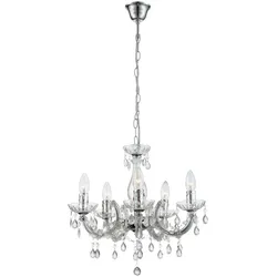 Kronleuchter, Lüster, Kristalle, klar, 5-flammig, H 128 cm