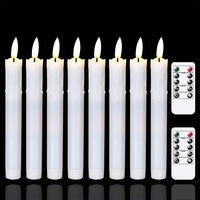 Mavandes LED Stabkerzen mit Timerfunktion und Zwei Fernbedienung,19 x 2,2cm 8 Stück Weiß Kunststoff Flammenlose Batteriebetrieben Kerzen,Langanhaltend,Einstellbare Helligkeit